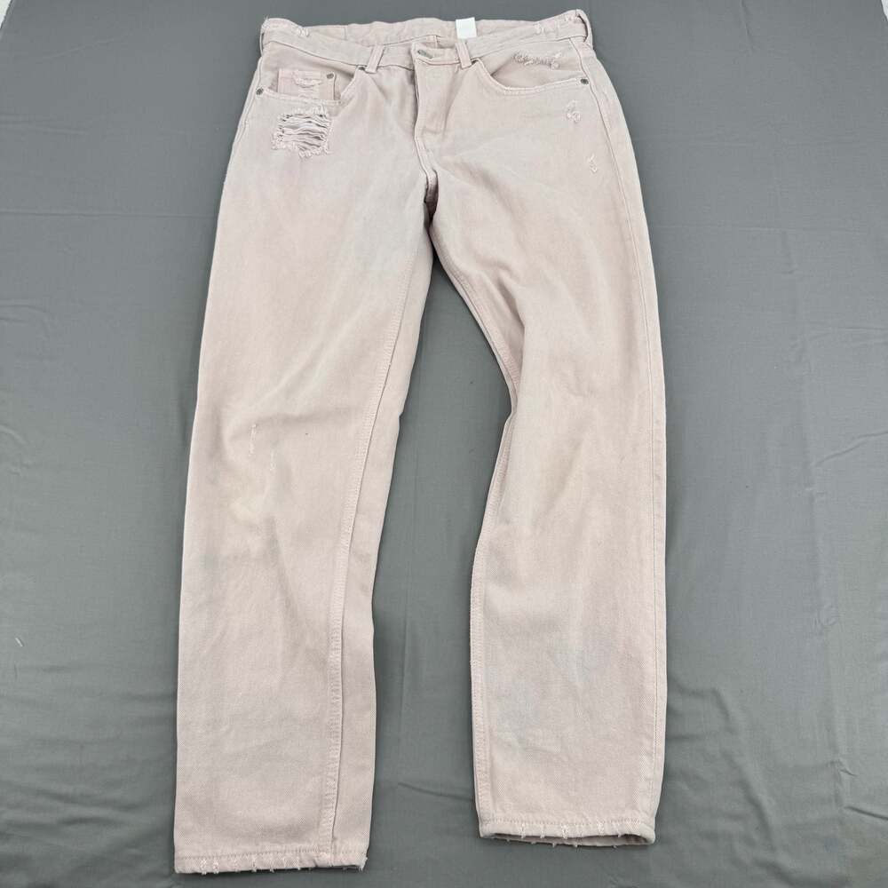 H&M & Denim Boyfriend Low Waist Distressed Pink Jeans Size 28
